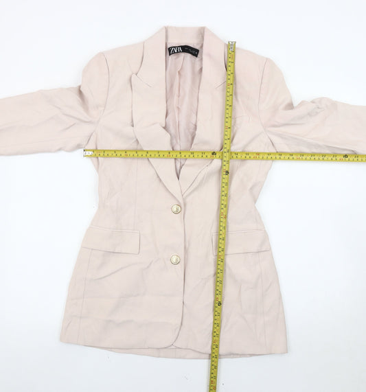 Zara Women Beige Tailored Blazer Jacket Size S Single Breasted