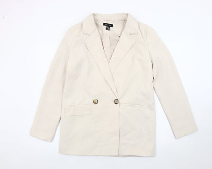 New Look Women Beige Size 8 Double-Breasted Blazer Jacket