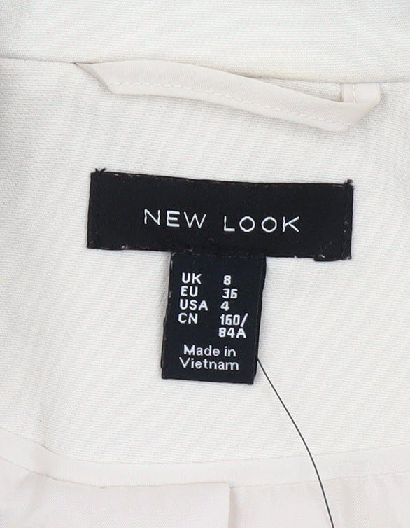 New Look Women Beige Size 8 Double-Breasted Blazer Jacket