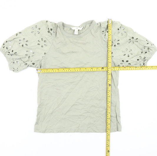 Womens UK Size XS H&M Green Tunic Blouse