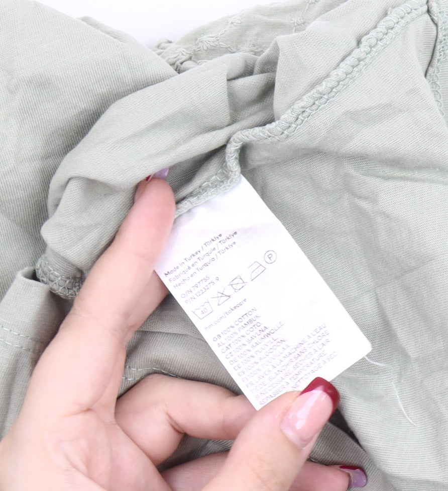 Womens UK Size XS H&M Green Tunic Blouse