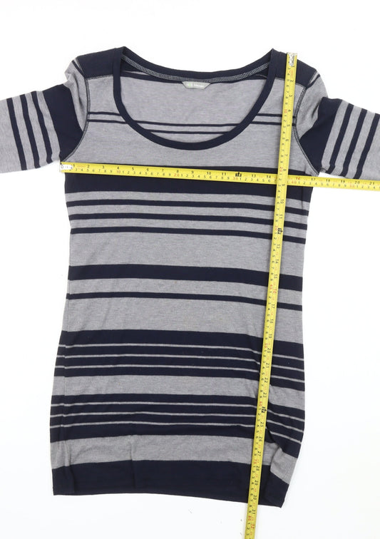 Marks and Spencer Womens Grey Blue Striped Shift Dress Size 10