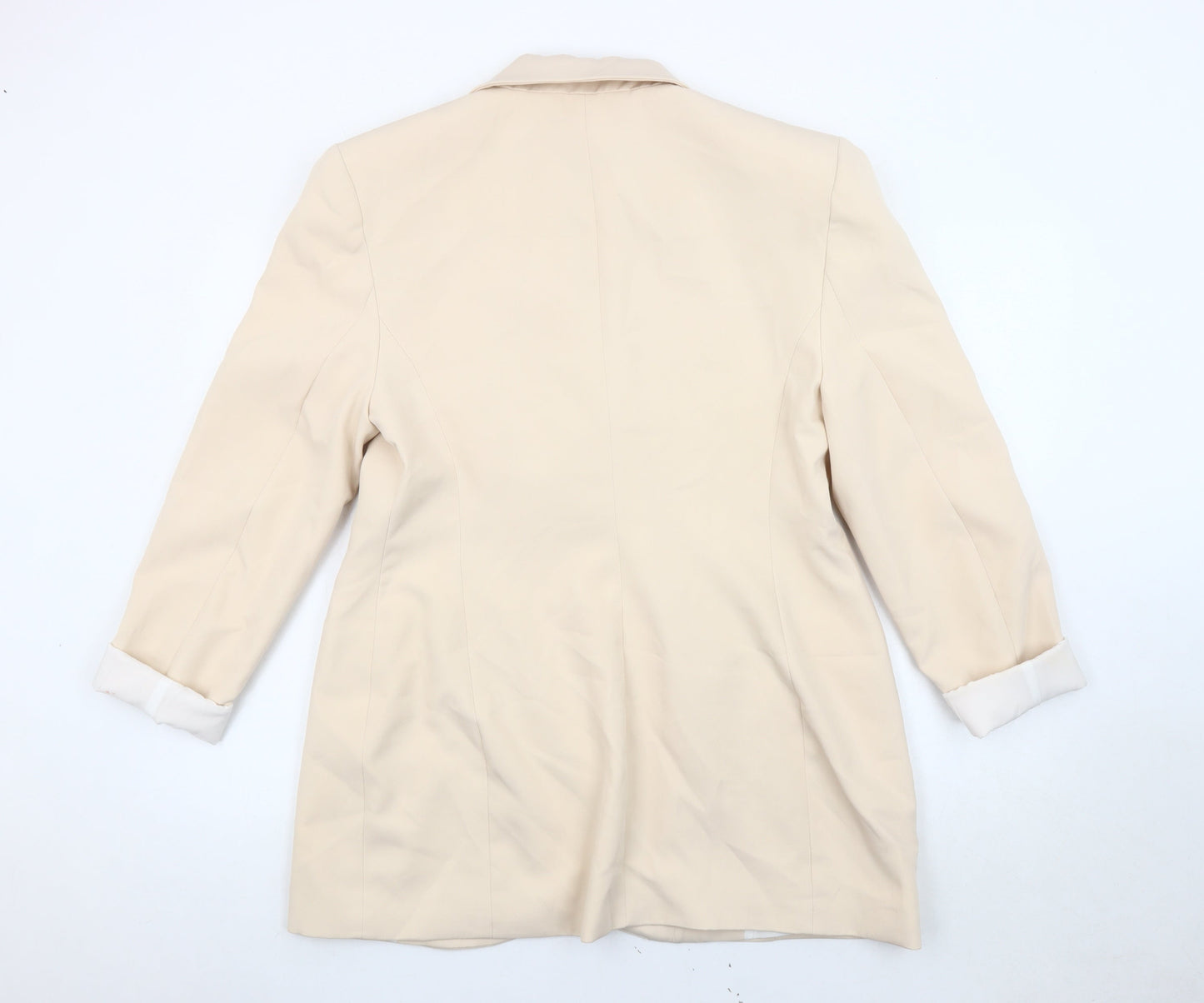 River Island Women Beige Size 16 Blazer Jacket Single-Breasted