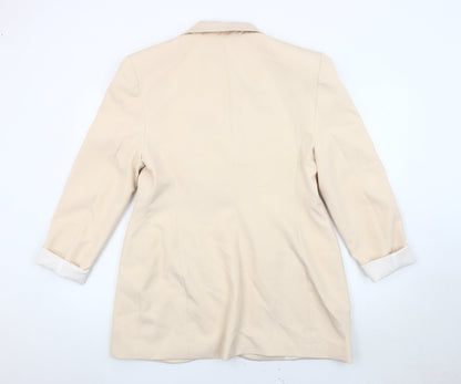 River Island Women Beige Size 16 Blazer Jacket Single-Breasted