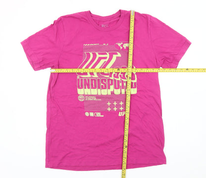 UFC Mens Pink Graphic Print T-Shirt Size L Sports Cotton Tee