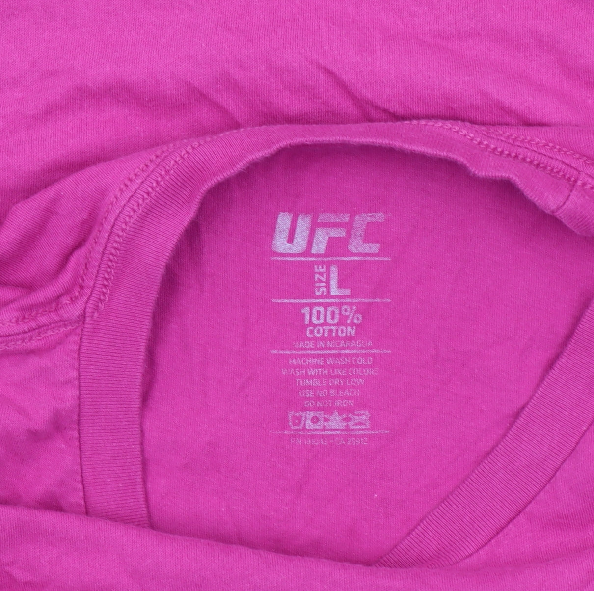 UFC Mens Pink Graphic Print T-Shirt Size L Sports Cotton Tee
