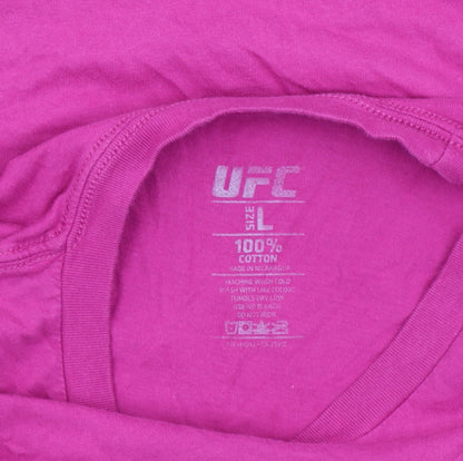 UFC Mens Pink Graphic Print T-Shirt Size L Sports Cotton Tee