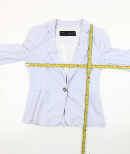 Zara Basic Women’s Blue Blazer Jacket Size M Regular Fit One Button