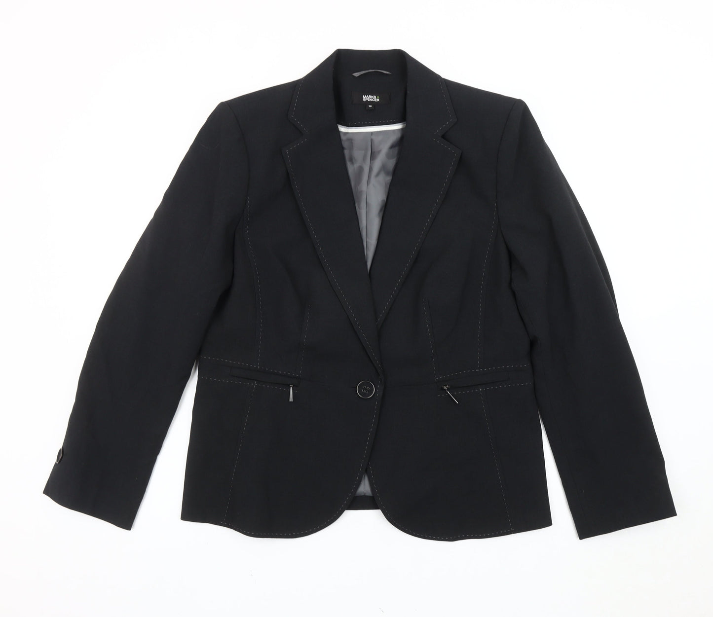 Marks and Spencer Womens Black Size 16 Blazer Jacket Workwear