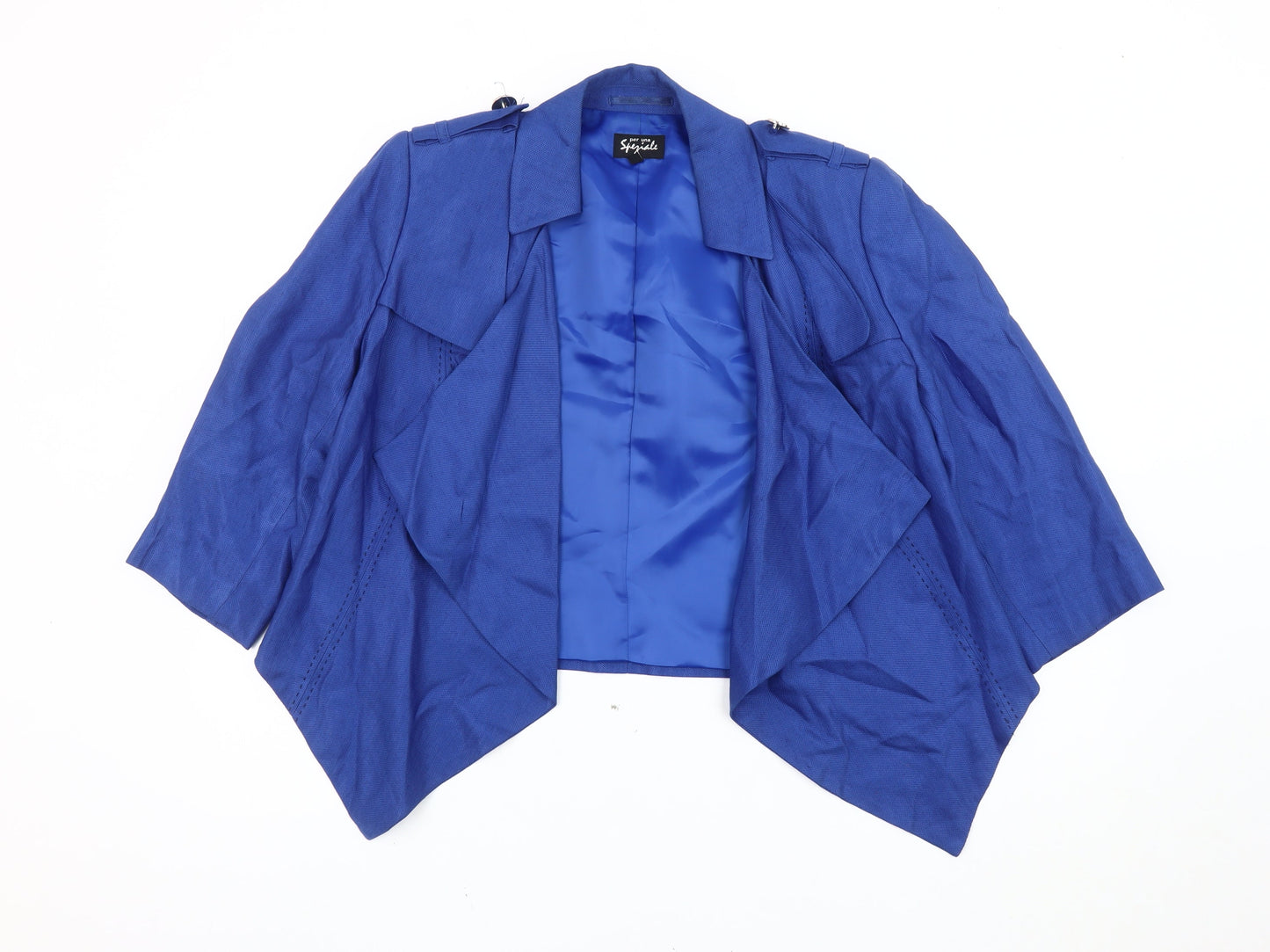 Marks and Spencer Women Blue Linen Viscose Blazer Size 14