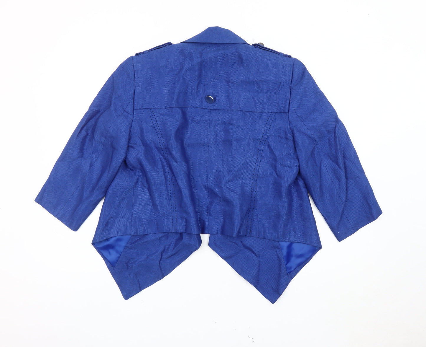 Marks and Spencer Women Blue Linen Viscose Blazer Size 14