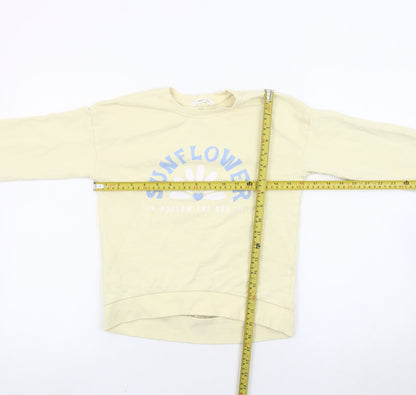 MNG Girls Beige Sunflower Sweatshirt 9-10Y Crew Neck Graphic Print