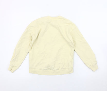 MNG Girls Beige Sunflower Sweatshirt 9-10Y Crew Neck Graphic Print