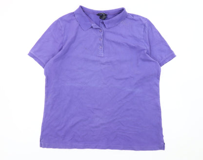 Lands' End Men's Purple Polo Shirt Classic Fit L Short Sleeve