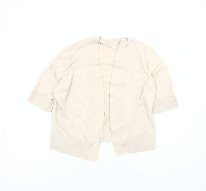 BHS Women’s Beige 3/4 Sleeve Cardigan Size 16 Cotton Blend