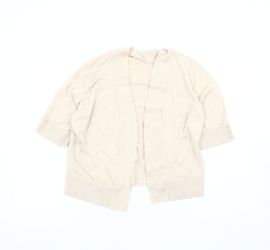 BHS Women’s Beige 3/4 Sleeve Cardigan Size 16 Cotton Blend