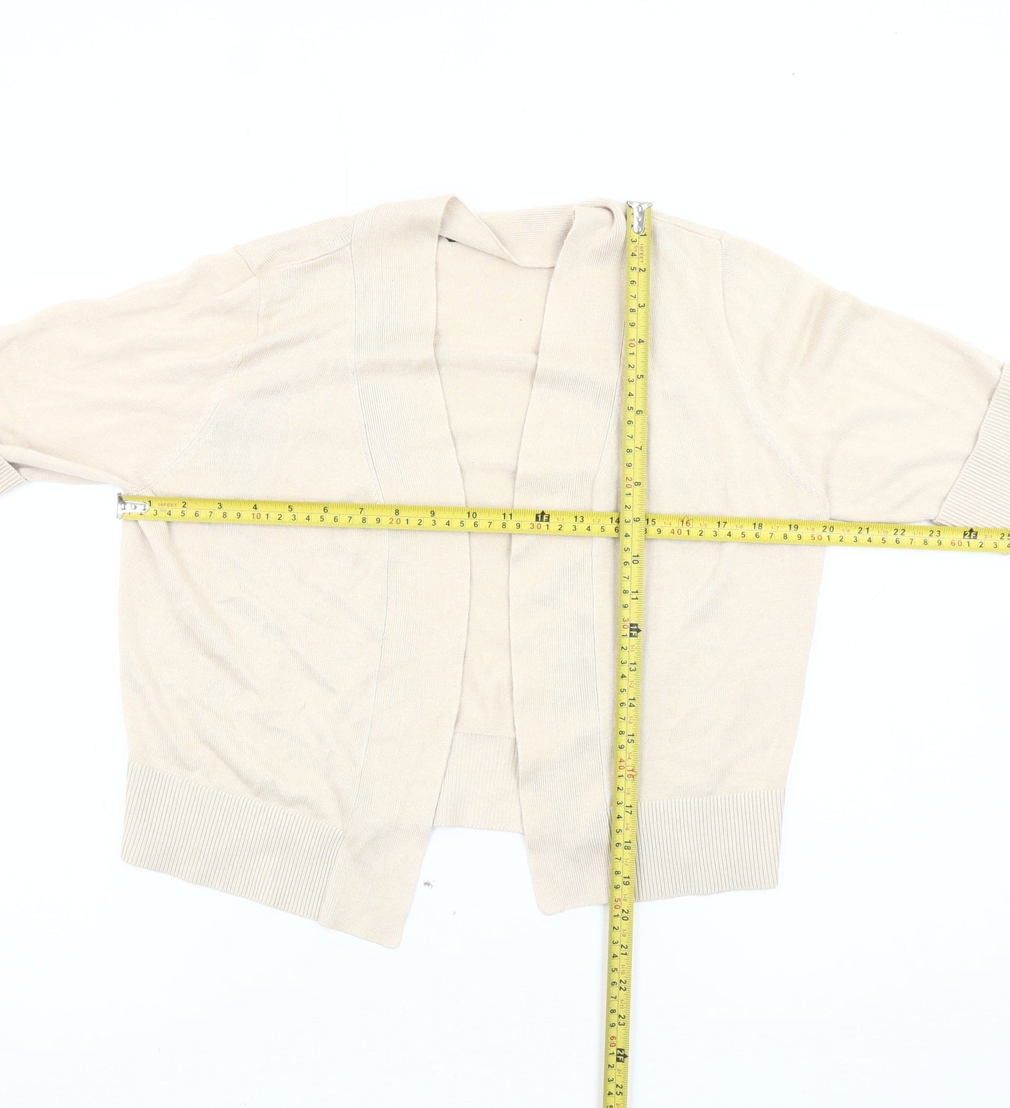 BHS Women’s Beige 3/4 Sleeve Cardigan Size 16 Cotton Blend