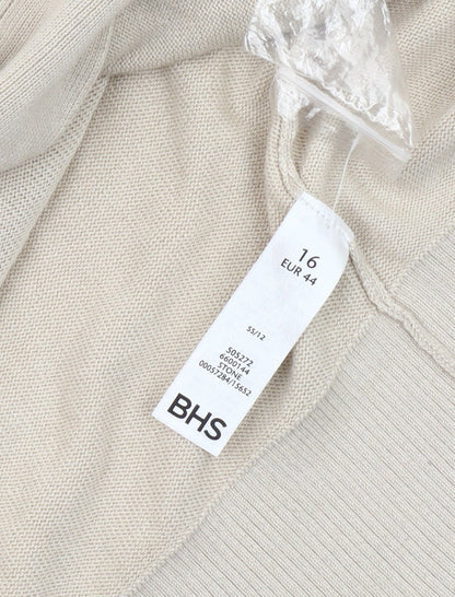 BHS Women’s Beige 3/4 Sleeve Cardigan Size 16 Cotton Blend