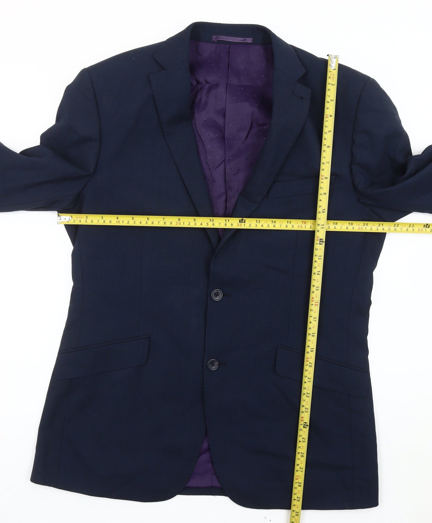 Charlie Allen for George Men's Navy Blue 40R Wool Blend Blazer
