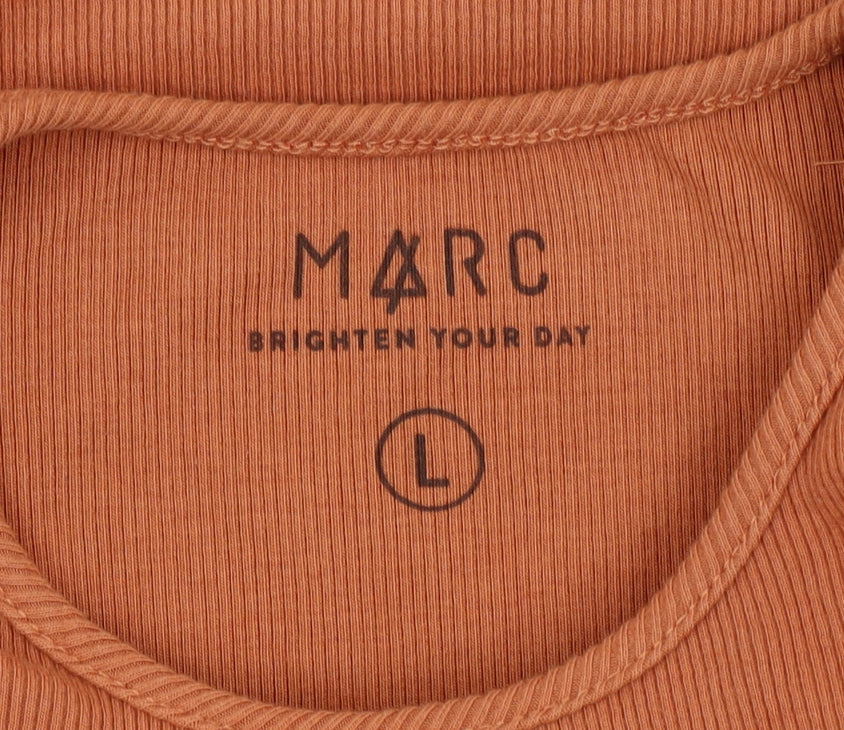 MARC Womens Orange Long Sleeve Ruched Jersey T-Shirt Size L