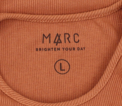 MARC Womens Orange Long Sleeve Ruched Jersey T-Shirt Size L