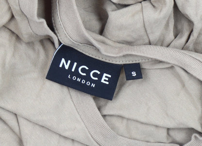 NICCE Men’s Beige Long Sleeve Crew Neck Cotton T-Shirt Size S