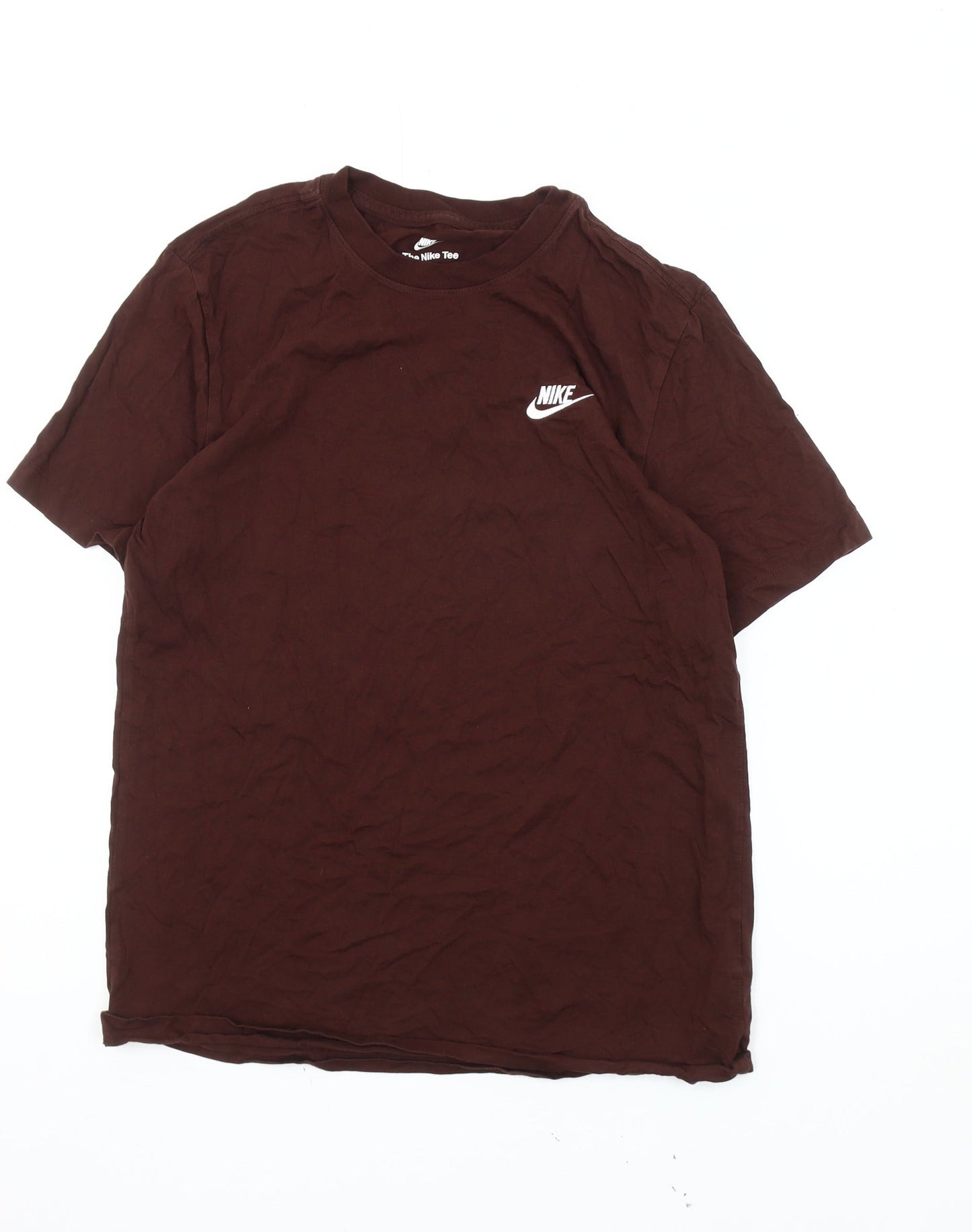 Nike Men’s Brown Crew Neck Cotton T-Shirt Size M Logo Tee
