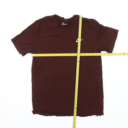 Nike Men’s Brown Crew Neck Cotton T-Shirt Size M Logo Tee