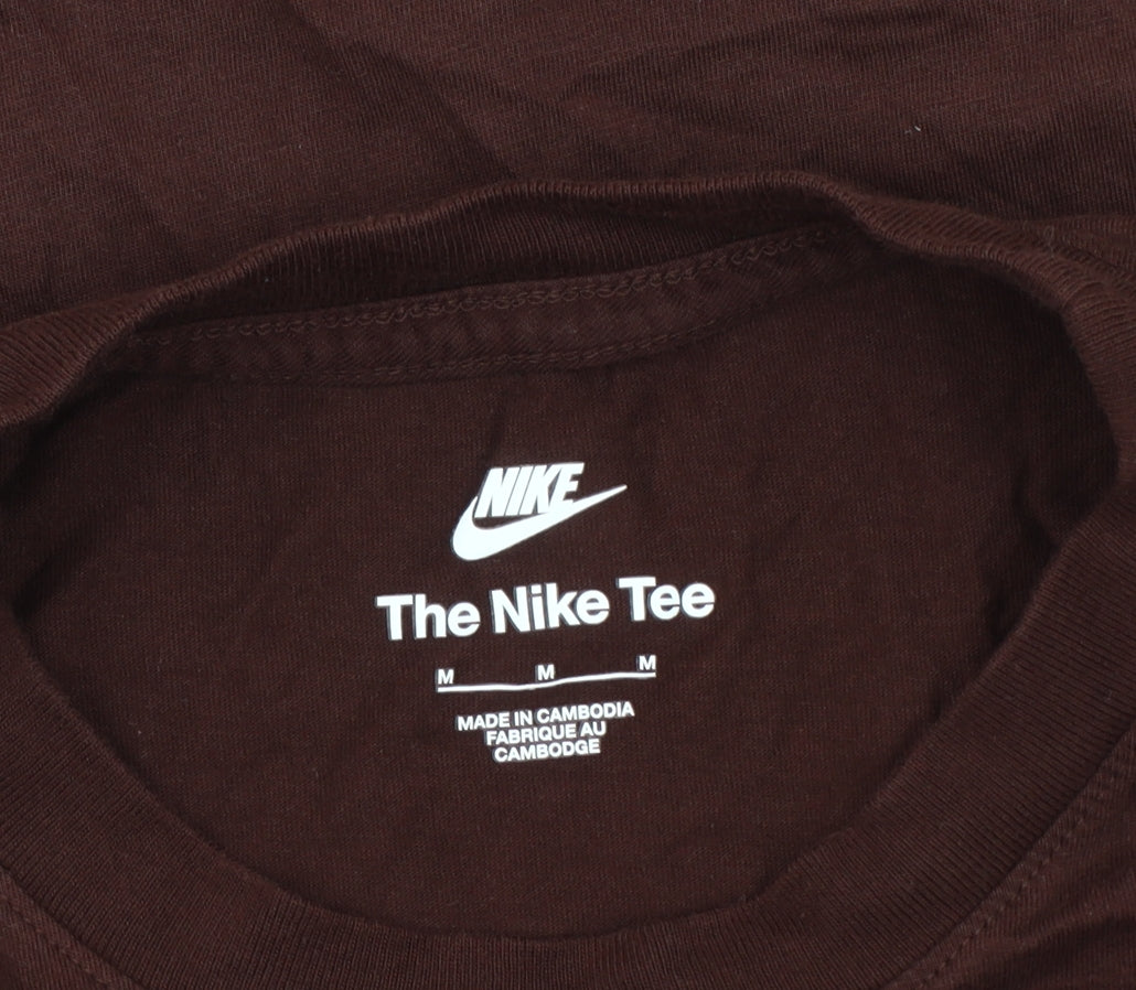 Nike Men’s Brown Crew Neck Cotton T-Shirt Size M Logo Tee