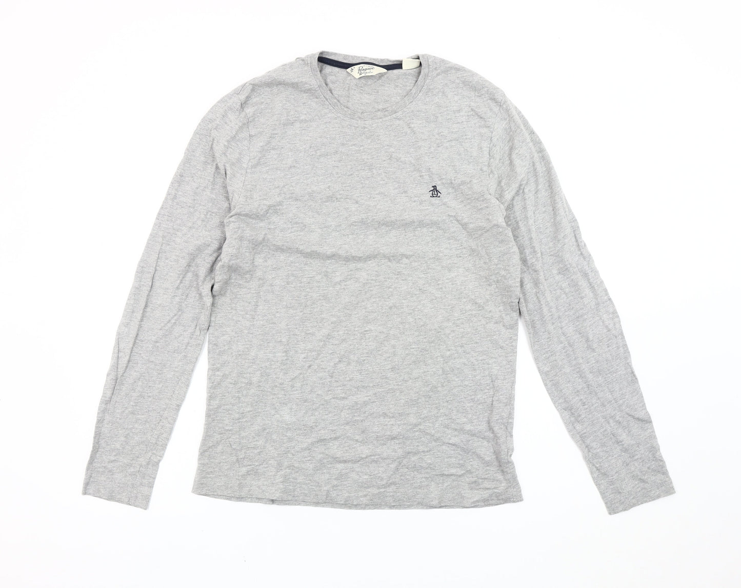 Penguin by Munsingwear Men's Grey Long Sleeve Cotton T-Shirt Size M