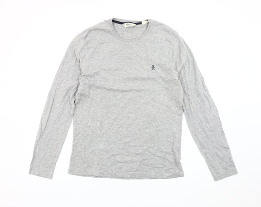 Penguin by Munsingwear Men's Grey Long Sleeve Cotton T-Shirt Size M