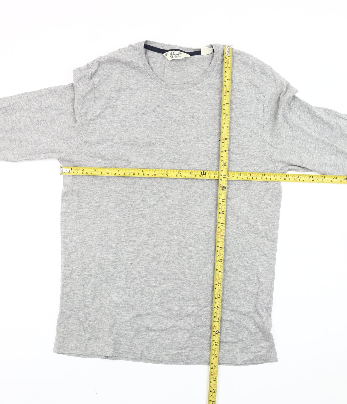 Penguin by Munsingwear Men's Grey Long Sleeve Cotton T-Shirt Size M