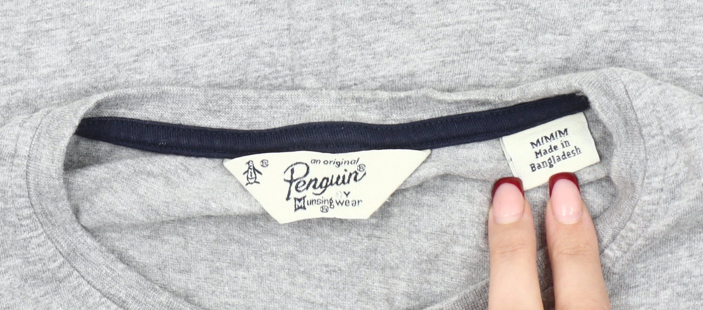 Penguin by Munsingwear Men's Grey Long Sleeve Cotton T-Shirt Size M