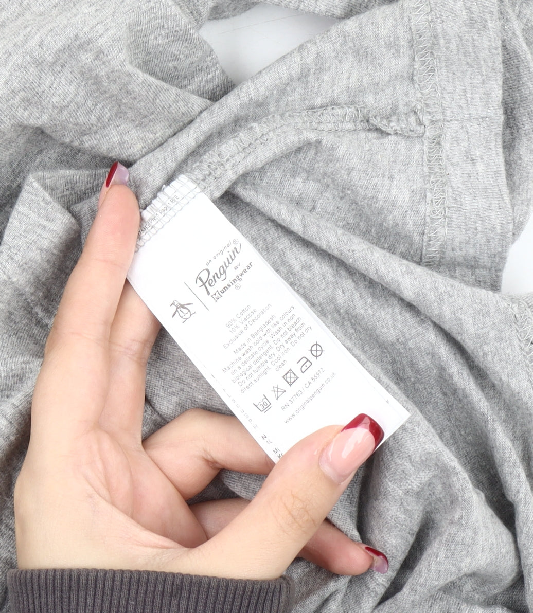 Penguin by Munsingwear Men's Grey Long Sleeve Cotton T-Shirt Size M