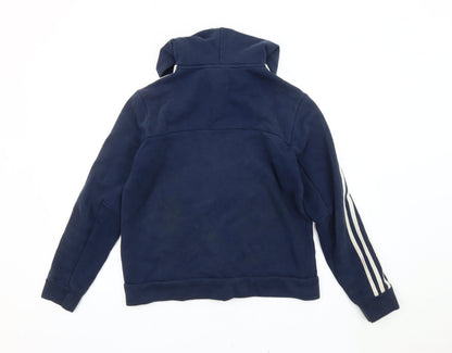Adidas Boys Blue Full Zip Hoodie Sweatshirt 13-14 Years Logo Long Sleeve