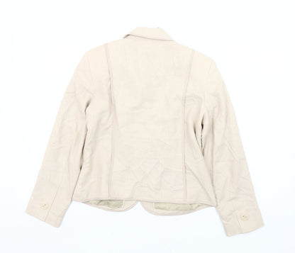 Marks and Spencer Women Beige Petite Blazer Jacket Size 12 Linen Blend
