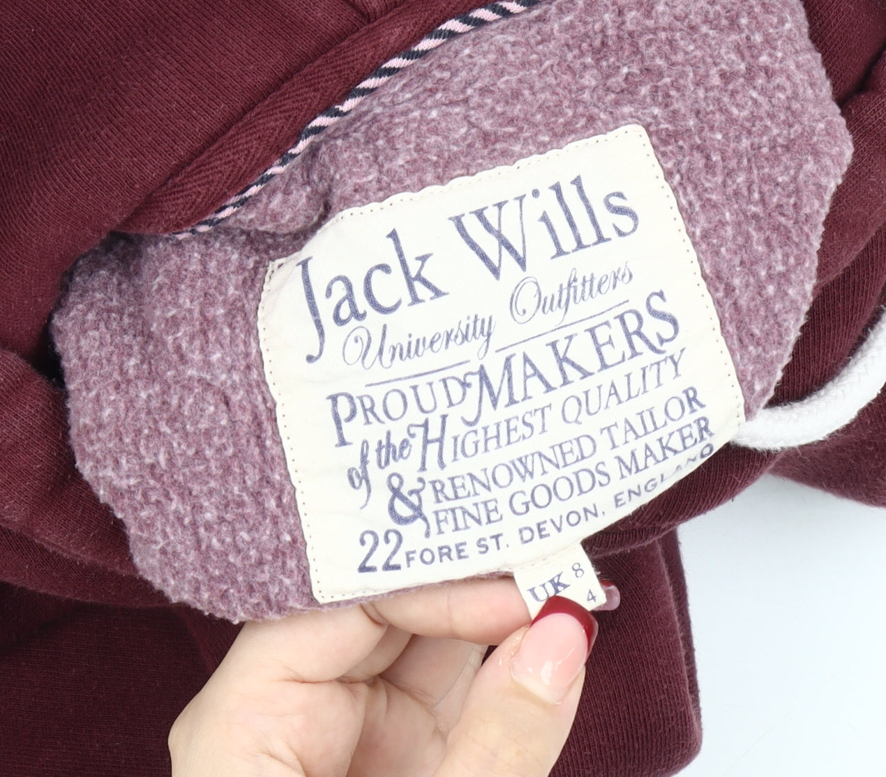 Womens UK Size 8 Jack Wills Red Pullover Hoodie