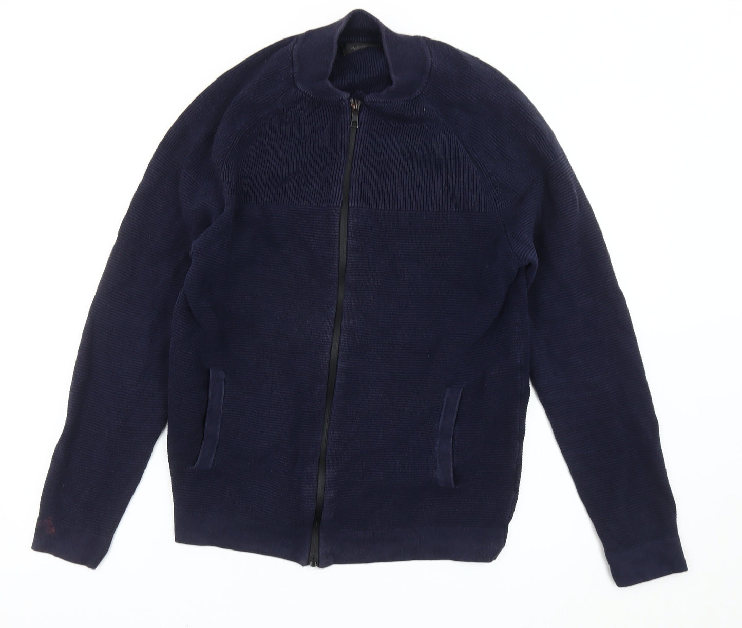 Zara Man Mens Blue L Regular Fit Knit Full Zip Jacket