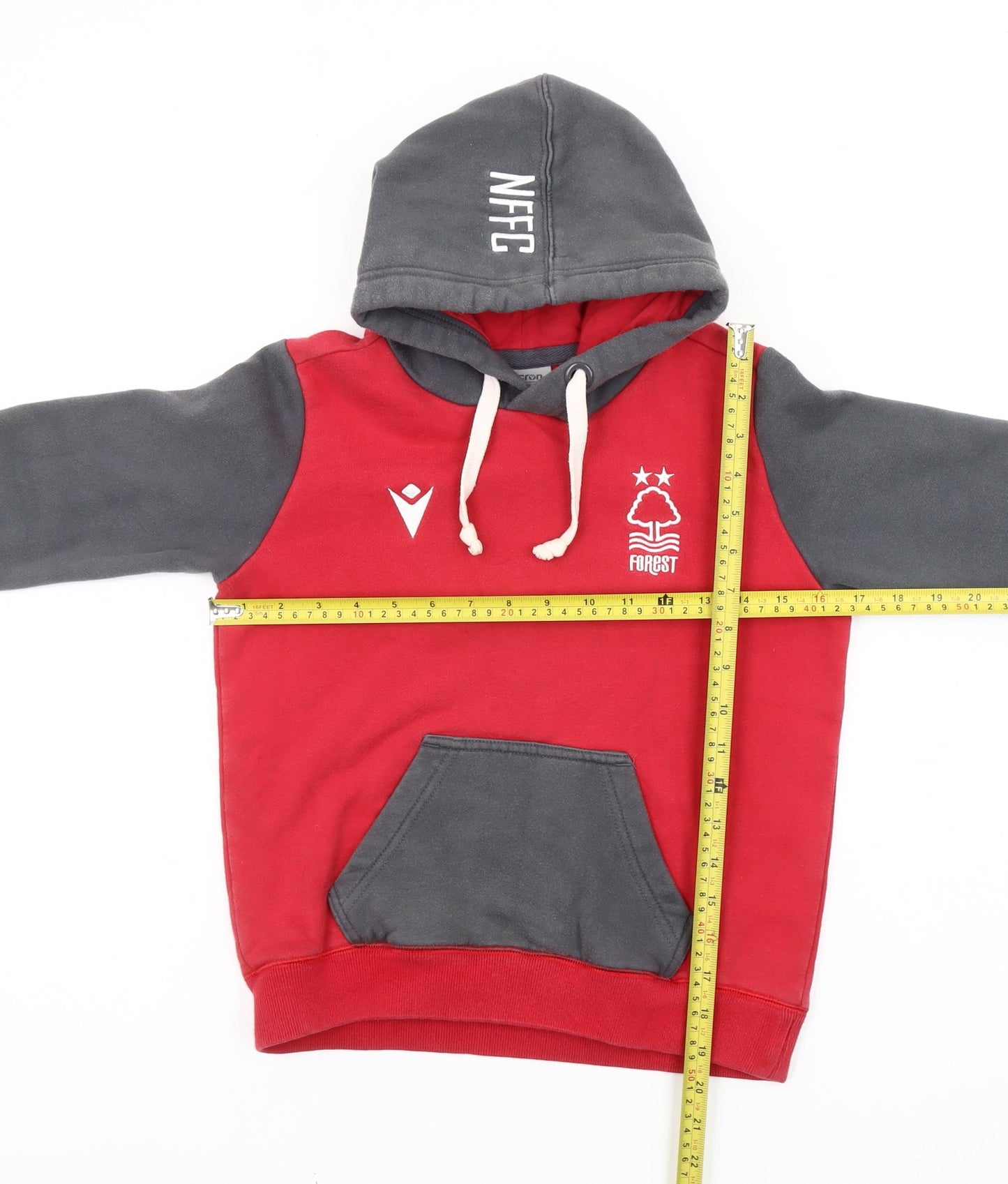 Macron Boys Red Grey NFFC Pullover Hoodie XS Football Sweatshirt