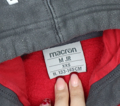 Macron Boys Red Grey NFFC Pullover Hoodie XS Football Sweatshirt