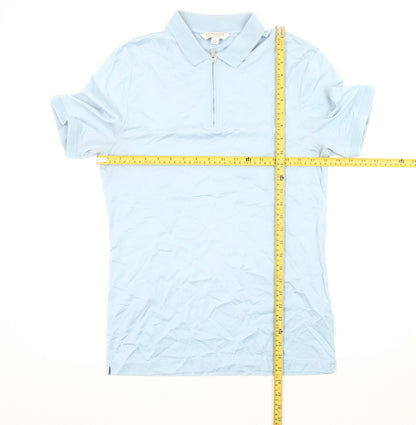 Marks and Spencer Men’s Blue Supima Cotton Polo Shirt S 1/4 Zip