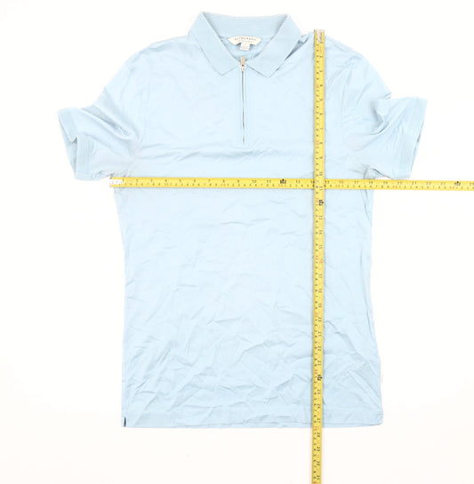 Marks and Spencer Men’s Blue Supima Cotton Polo Shirt S 1/4 Zip