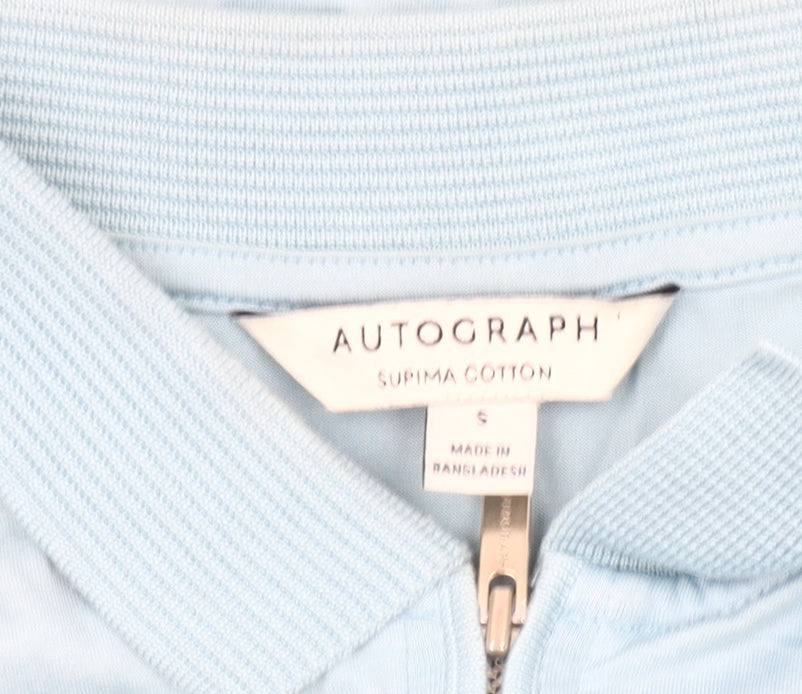 Marks and Spencer Men’s Blue Supima Cotton Polo Shirt S 1/4 Zip