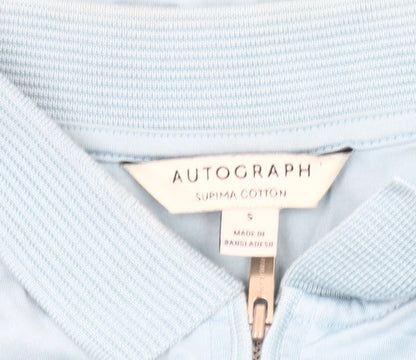 Marks and Spencer Men’s Blue Supima Cotton Polo Shirt S 1/4 Zip