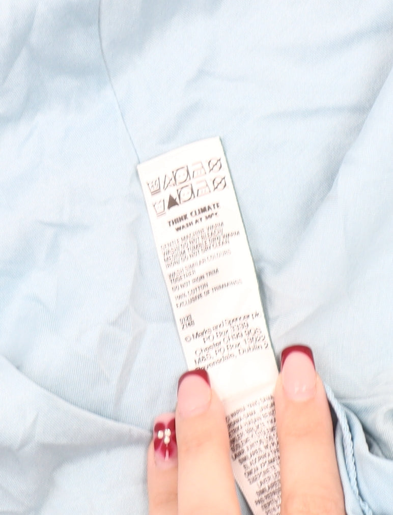 Marks and Spencer Men’s Blue Supima Cotton Polo Shirt S 1/4 Zip