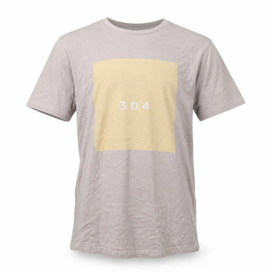 304 Mens Beige Graphic Logo Crew Neck Short Sleeve Cotton T-Shirt L