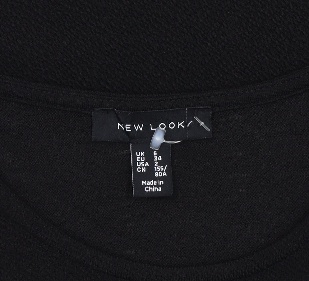 New Look Women’s Black Embroidered Bell Sleeve Tunic Top Size 6