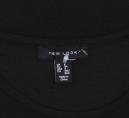 New Look Women’s Black Embroidered Bell Sleeve Tunic Top Size 6