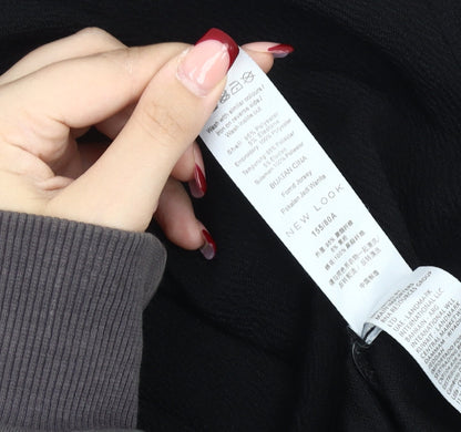 New Look Women’s Black Embroidered Bell Sleeve Tunic Top Size 6