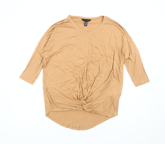 New Look Women's Beige Tunic T-Shirt Size 8 Relaxed Fit